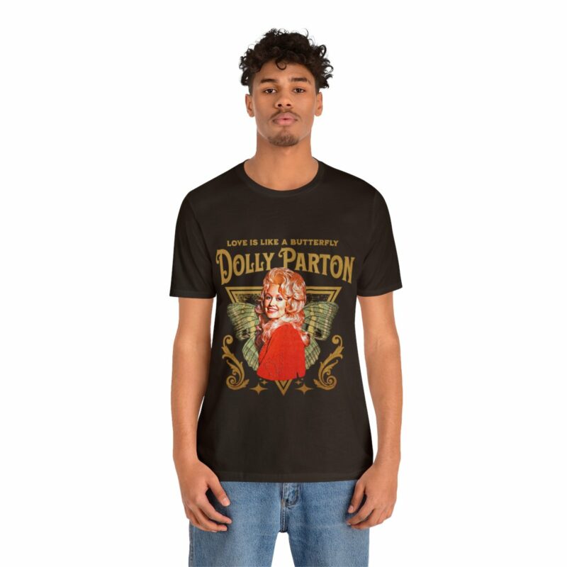 Dolly Parton Retro Style T-Shirt Love Is Like A Butterfly Album Art Tee 1974 - Image 6