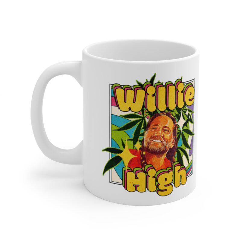 Willie Nelson Cannabis Illustration Ceramic Mug 11oz. Willie High 420 Coffee Mug. - Image 3