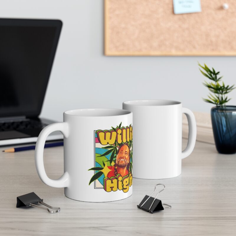 Willie Nelson Cannabis Illustration Ceramic Mug 11oz. Willie High 420 Coffee Mug. - Image 6