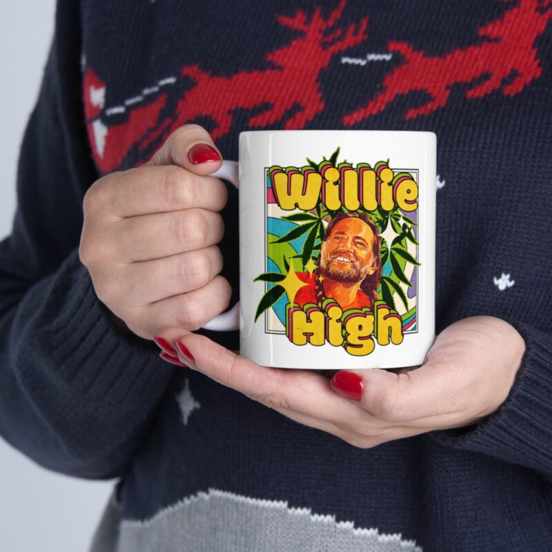 Willie Nelson Cannabis Illustration Ceramic Mug 11oz. Willie High 420 Coffee Mug. - Image 11