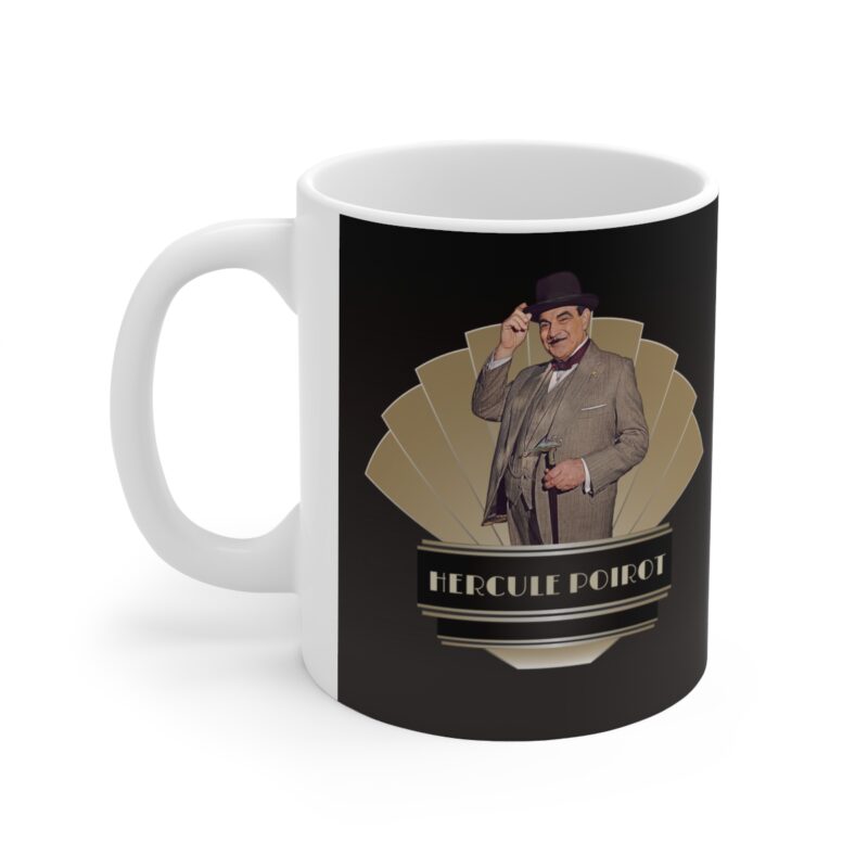 Art Deco Hercule Poirot Ceramic Mug 11oz | 15 oz The Belgian detective coffee coffee mug. Graphic On Both Sides - Image 3