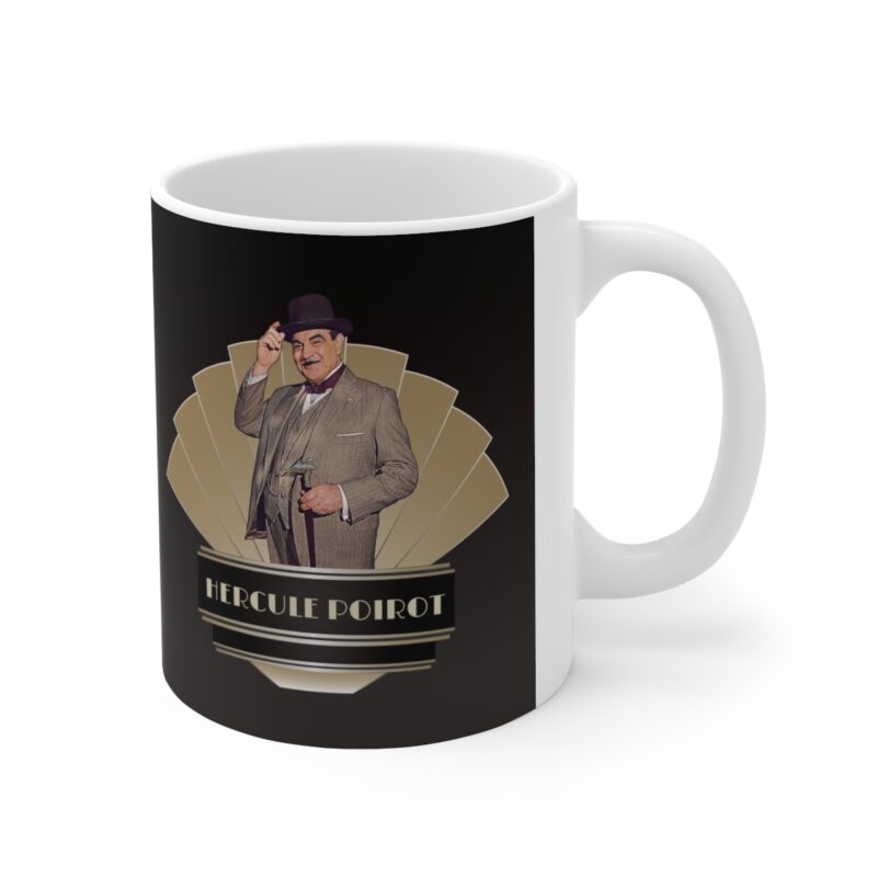 Art Deco Hercule Poirot Ceramic Mug 11oz | 15 oz The Belgian detective coffee coffee mug. Graphic On Both Sides - Image 4