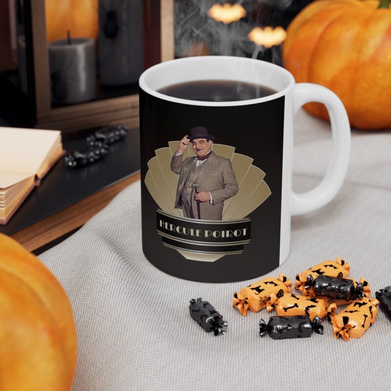Art Deco Hercule Poirot Ceramic Mug 11oz | 15 oz The Belgian detective coffee coffee mug. Graphic On Both Sides - Image 7
