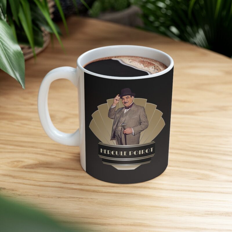 Art Deco Hercule Poirot Ceramic Mug 11oz | 15 oz The Belgian detective coffee coffee mug. Graphic On Both Sides - Image 8