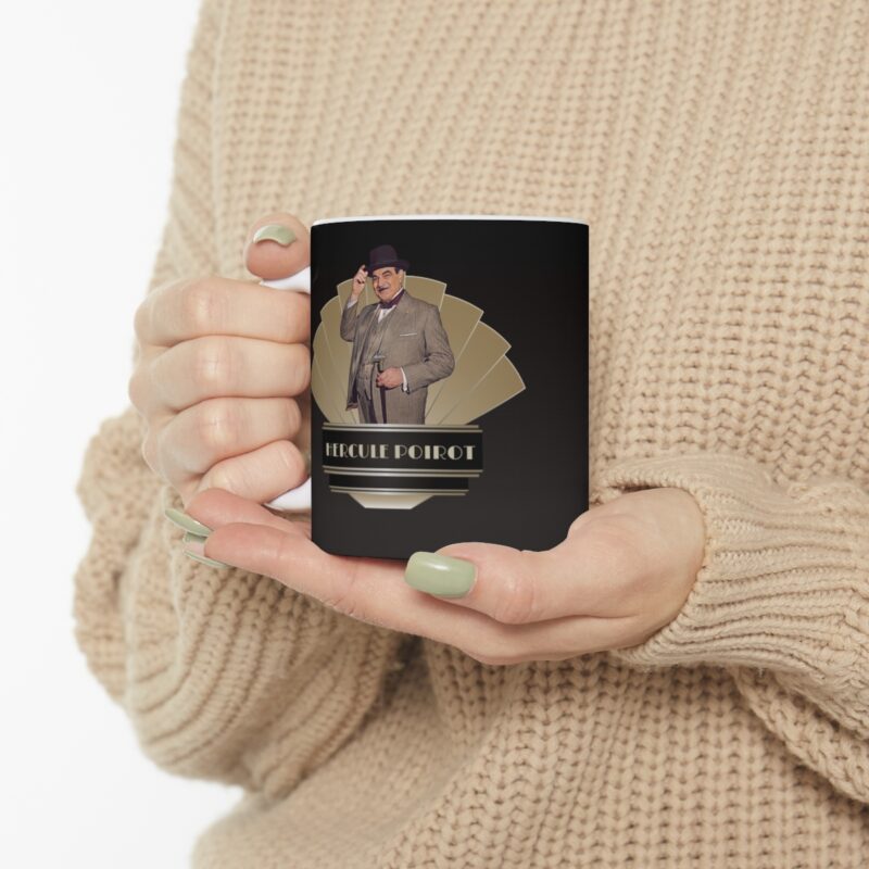 Art Deco Hercule Poirot Ceramic Mug 11oz | 15 oz The Belgian detective coffee coffee mug. Graphic On Both Sides - Image 9