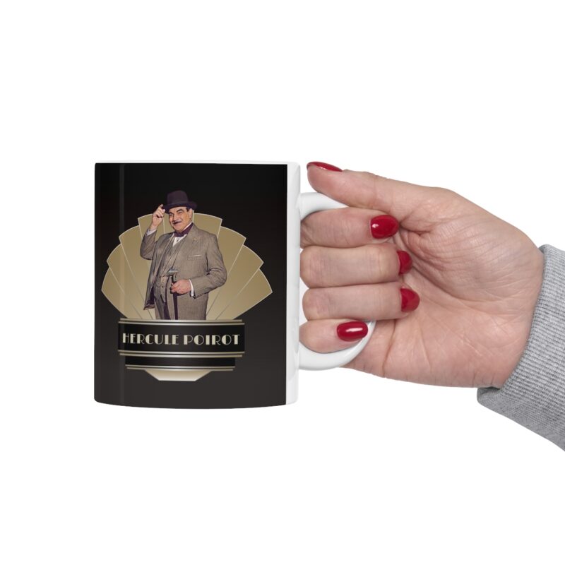 Art Deco Hercule Poirot Ceramic Mug 11oz | 15 oz The Belgian detective coffee coffee mug. Graphic On Both Sides - Image 11
