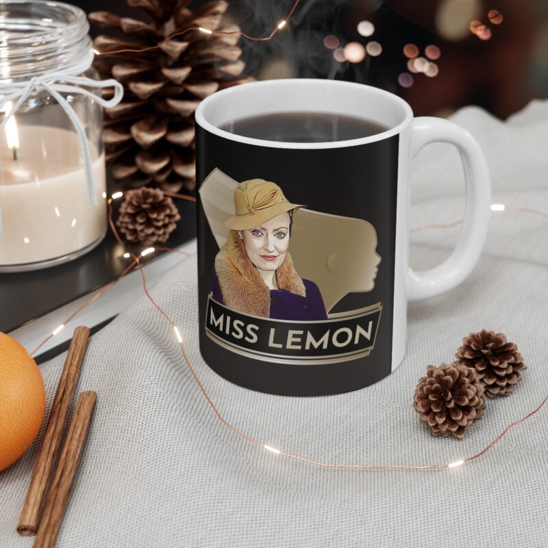 Miss Lemon Art Deco  Ceramic Mug 11oz | The Belgian detective Poirot  tea mug | Felicity Lemon Coffee Mug. Dual Sided Graphic - Image 5