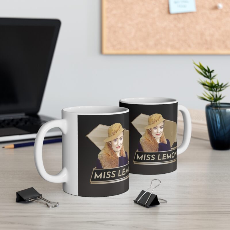 Miss Lemon Art Deco  Ceramic Mug 11oz | The Belgian detective Poirot  tea mug | Felicity Lemon Coffee Mug. Dual Sided Graphic - Image 6