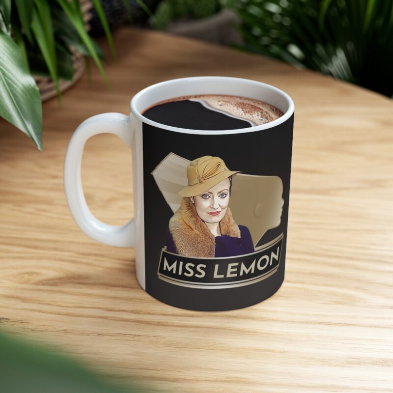 Miss Lemon Art Deco  Ceramic Mug 11oz | The Belgian detective Poirot  tea mug | Felicity Lemon Coffee Mug. Dual Sided Graphic - Image 8