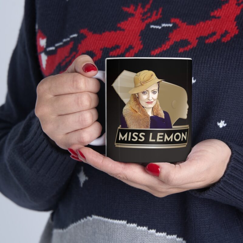 Miss Lemon Art Deco  Ceramic Mug 11oz | The Belgian detective Poirot  tea mug | Felicity Lemon Coffee Mug. Dual Sided Graphic - Image 11