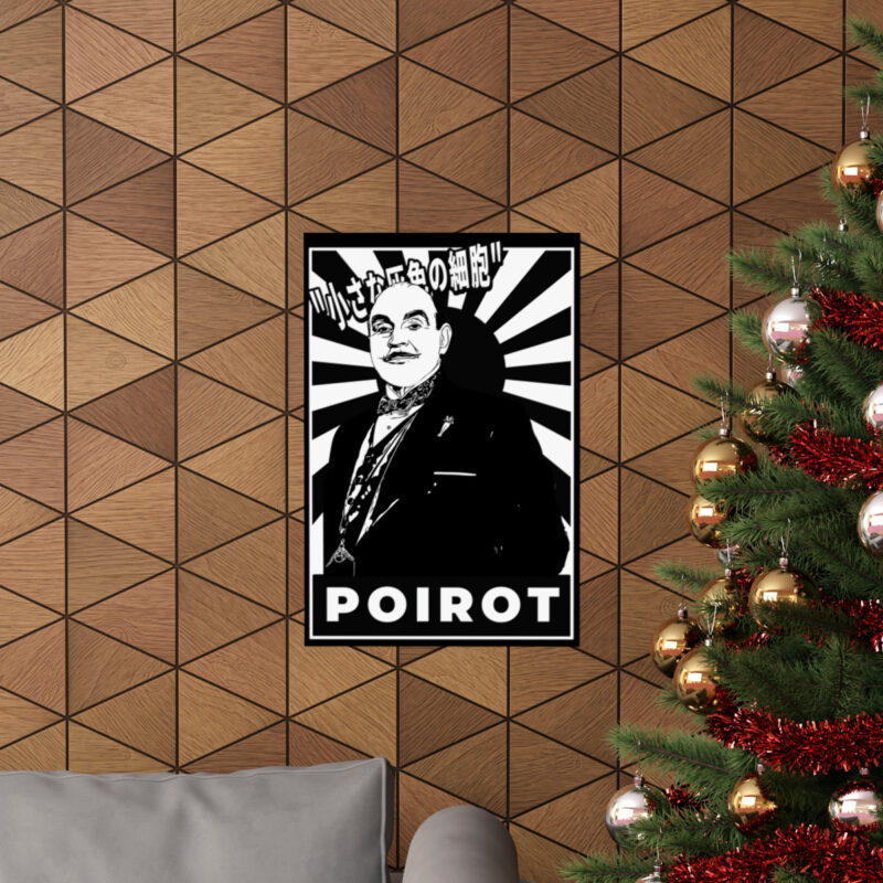 Retro Japanese Style Hercule Poirot Matte Vertical Posters. The Belgian Detective Monochrome Poster Style. - Image 28
