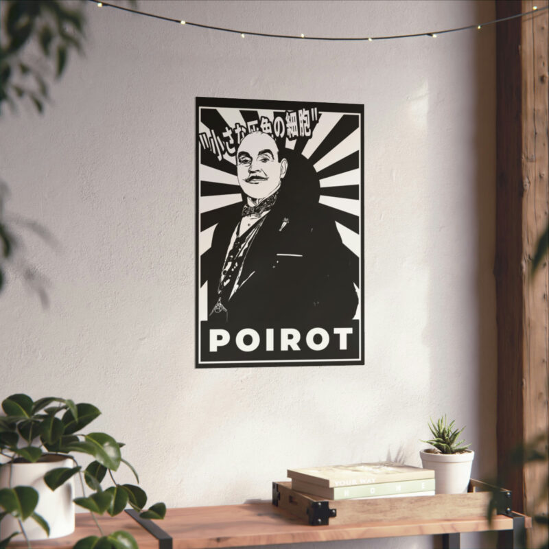 Retro Japanese Style Hercule Poirot Matte Vertical Posters. The Belgian Detective Monochrome Poster Style. - Image 30