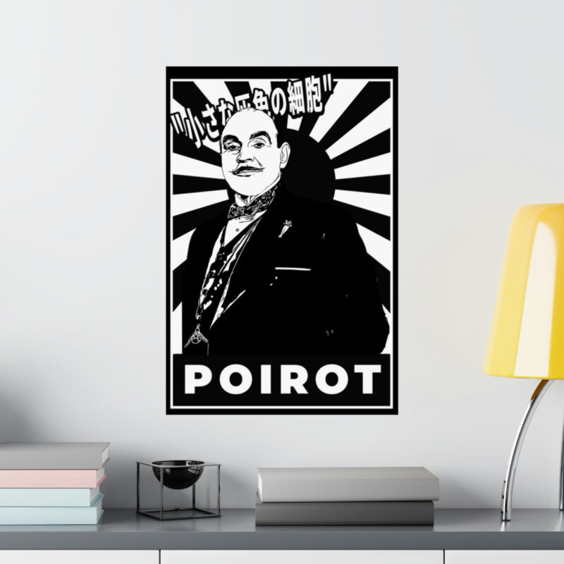 Retro Japanese Style Hercule Poirot Matte Vertical Posters. The Belgian Detective Monochrome Poster Style. - Image 32