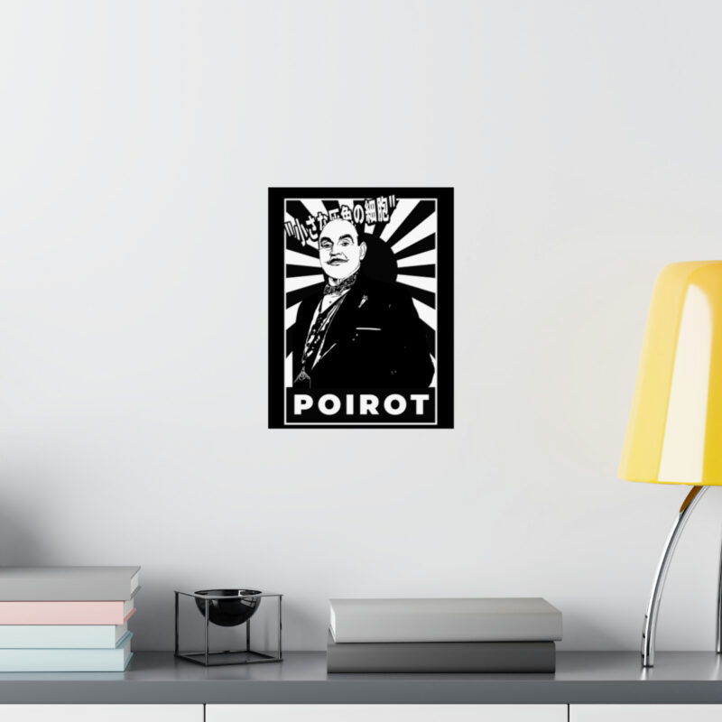 Retro Japanese Style Hercule Poirot Matte Vertical Posters. The Belgian Detective Monochrome Poster Style. - Image 40