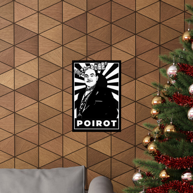 Retro Japanese Style Hercule Poirot Matte Vertical Posters. The Belgian Detective Monochrome Poster Style. - Image 44
