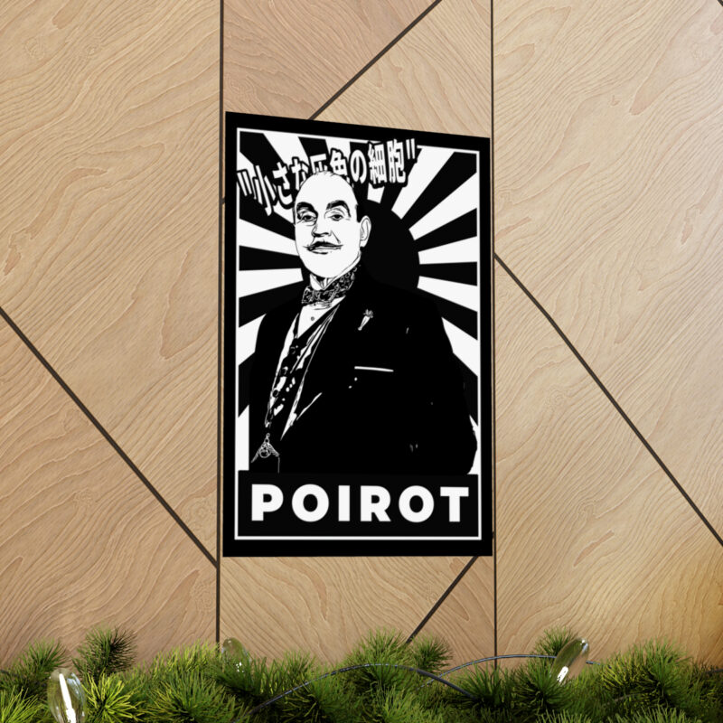 Retro Japanese Style Hercule Poirot Matte Vertical Posters. The Belgian Detective Monochrome Poster Style. - Image 45