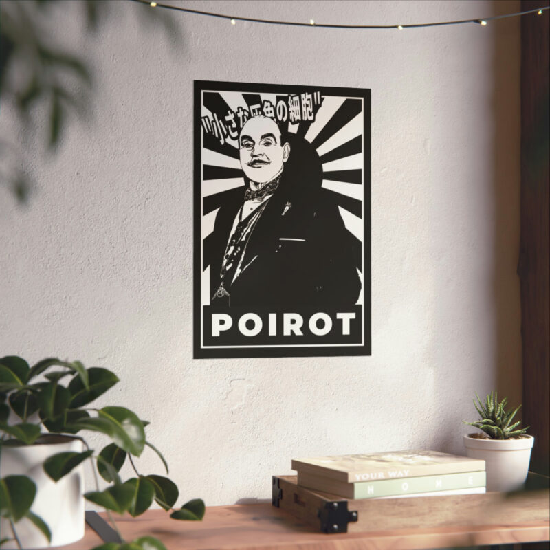 Retro Japanese Style Hercule Poirot Matte Vertical Posters. The Belgian Detective Monochrome Poster Style. - Image 46