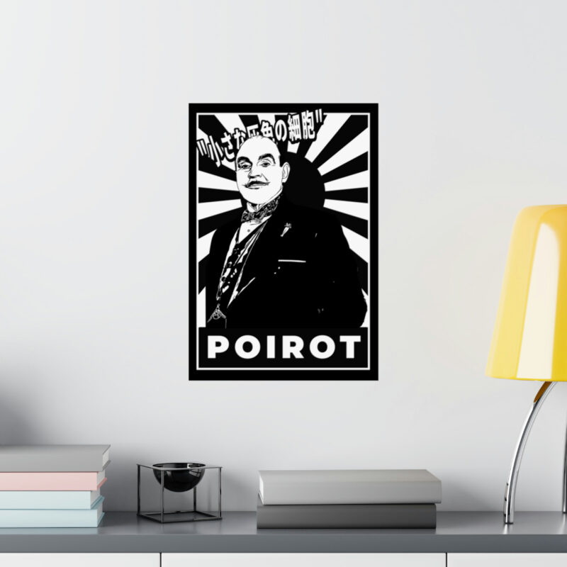 Retro Japanese Style Hercule Poirot Matte Vertical Posters. The Belgian Detective Monochrome Poster Style. - Image 48