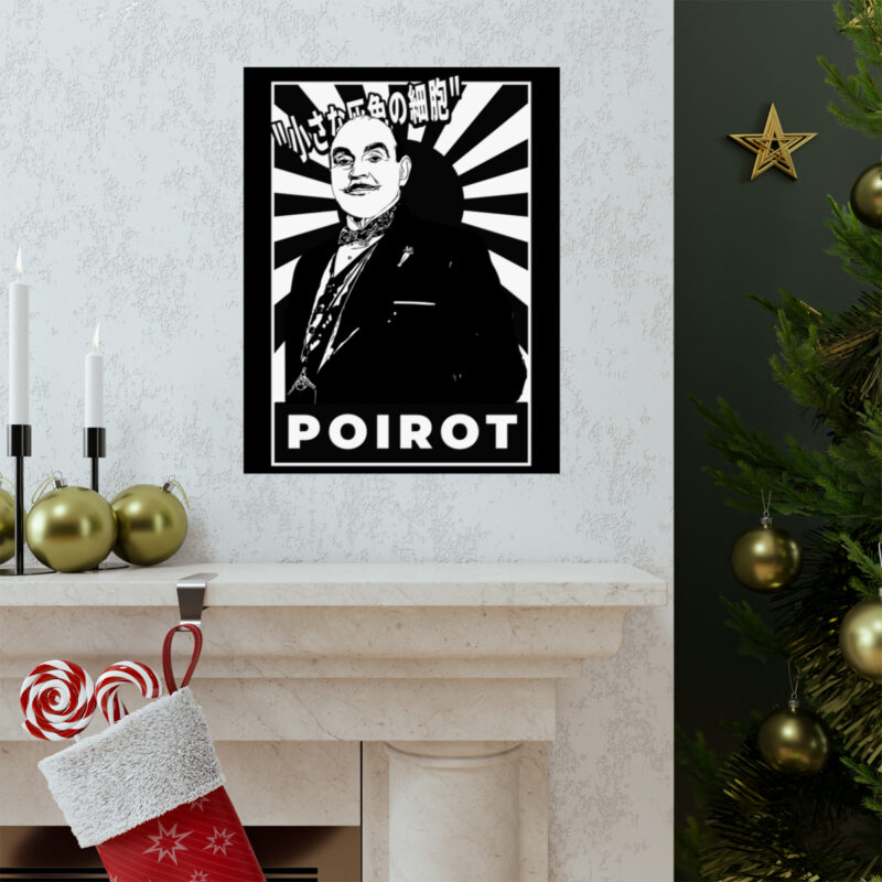 Retro Japanese Style Hercule Poirot Matte Vertical Posters. The Belgian Detective Monochrome Poster Style. - Image 55