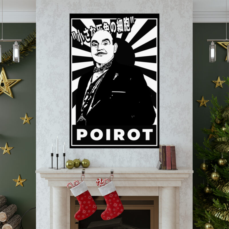 Retro Japanese Style Hercule Poirot Matte Vertical Posters. The Belgian Detective Monochrome Poster Style. - Image 79