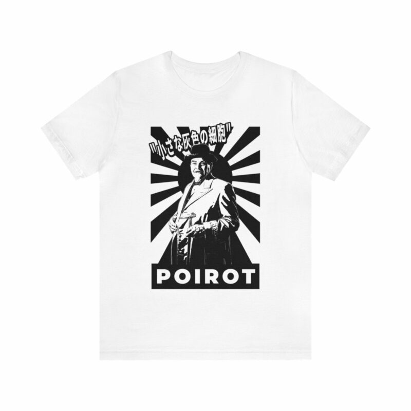 Retro ( Version 2 ) Japanese Style Hercule Poirot T-Shirt. The Belgian Detective Monochrome Art Deco Style Unisex Jersey Short Sleeve Tee - Image 2