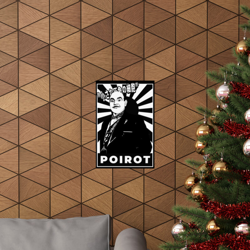 Retro Japanese Style Hercule Poirot Matte Vertical Posters. The Belgian Detective Monochrome Poster Style. - Image 5