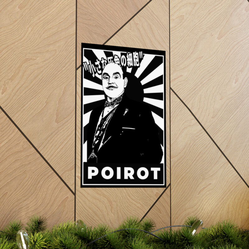 Retro Japanese Style Hercule Poirot Matte Vertical Posters. The Belgian Detective Monochrome Poster Style. - Image 6