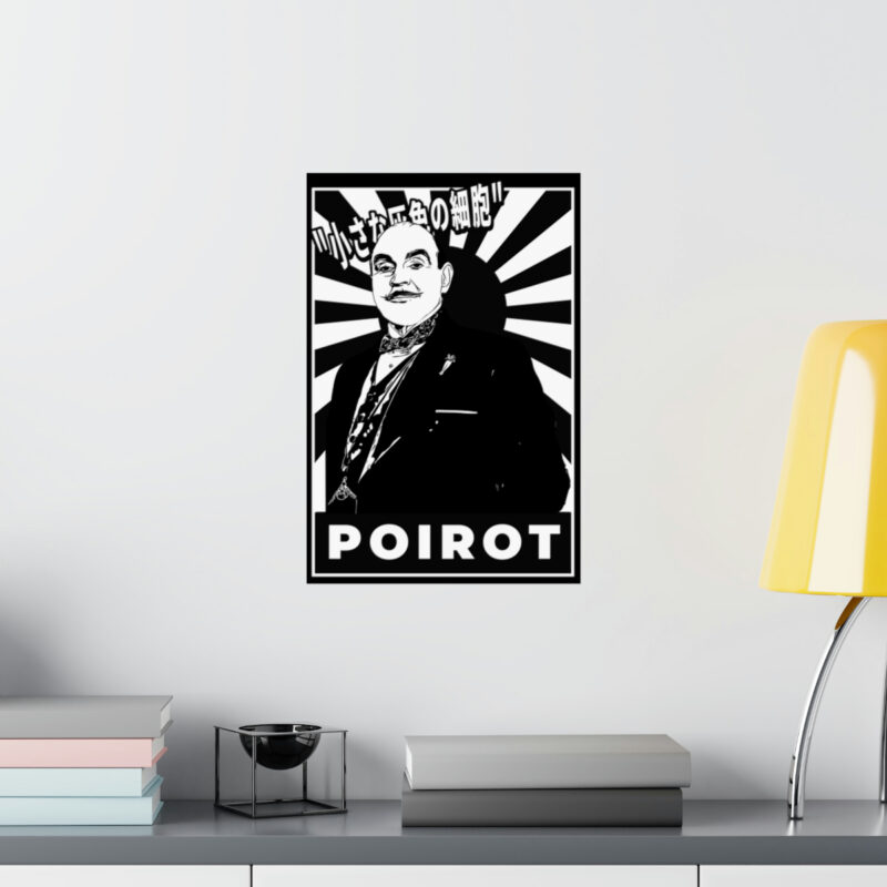Retro Japanese Style Hercule Poirot Matte Vertical Posters. The Belgian Detective Monochrome Poster Style. - Image 8