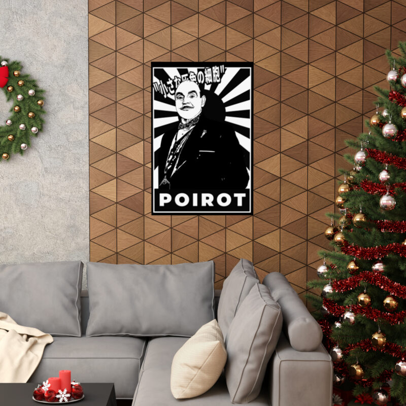 Retro Japanese Style Hercule Poirot Matte Vertical Posters. The Belgian Detective Monochrome Poster Style. - Image 12