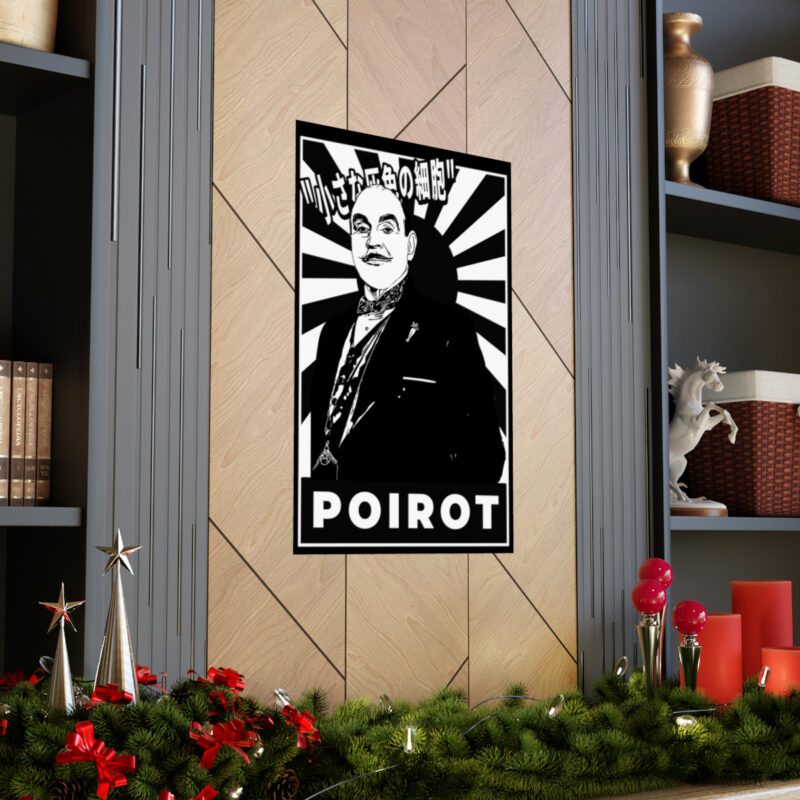 Retro Japanese Style Hercule Poirot Matte Vertical Posters. The Belgian Detective Monochrome Poster Style. - Image 13