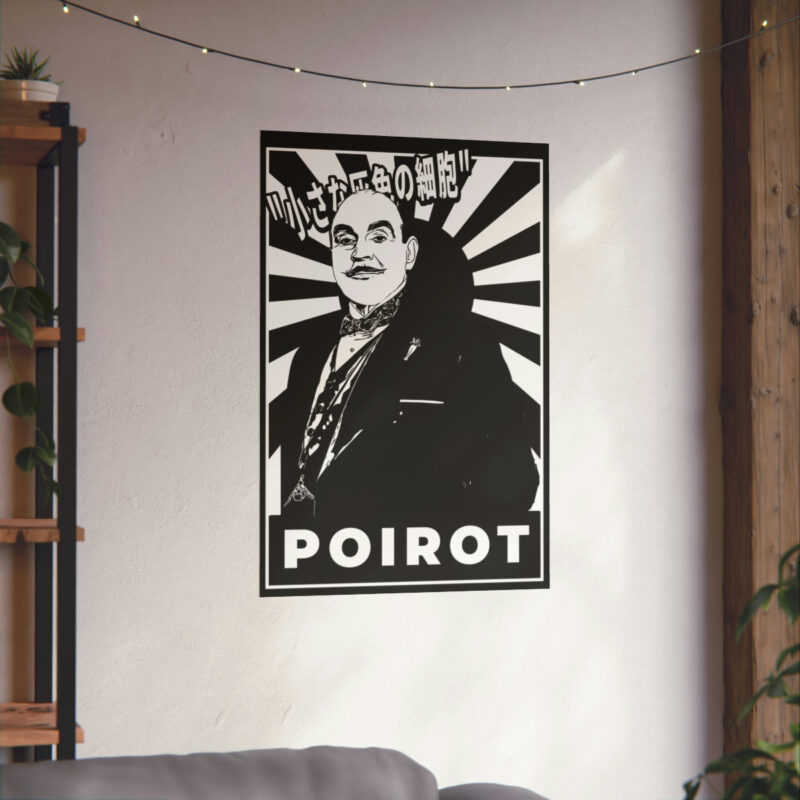 Retro Japanese Style Hercule Poirot Matte Vertical Posters. The Belgian Detective Monochrome Poster Style. - Image 14