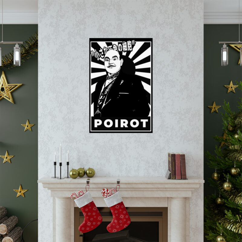 Retro Japanese Style Hercule Poirot Matte Vertical Posters. The Belgian Detective Monochrome Poster Style. - Image 15