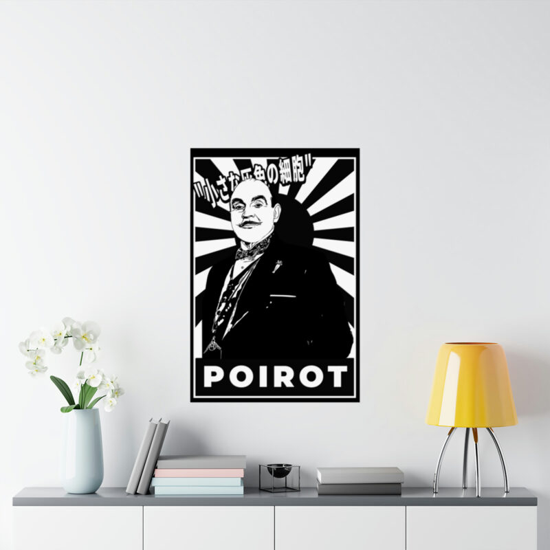 Retro Japanese Style Hercule Poirot Matte Vertical Posters. The Belgian Detective Monochrome Poster Style. - Image 16
