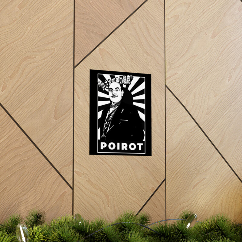 Retro Japanese Style Hercule Poirot Matte Vertical Posters. The Belgian Detective Monochrome Poster Style. - Image 21