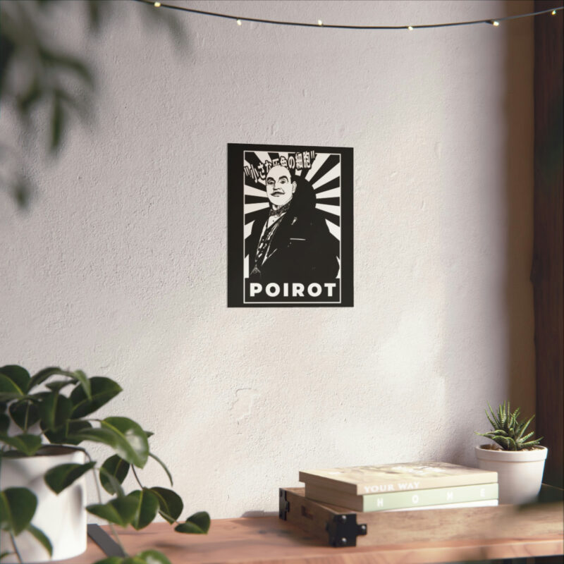 Retro Japanese Style Hercule Poirot Matte Vertical Posters. The Belgian Detective Monochrome Poster Style. - Image 22