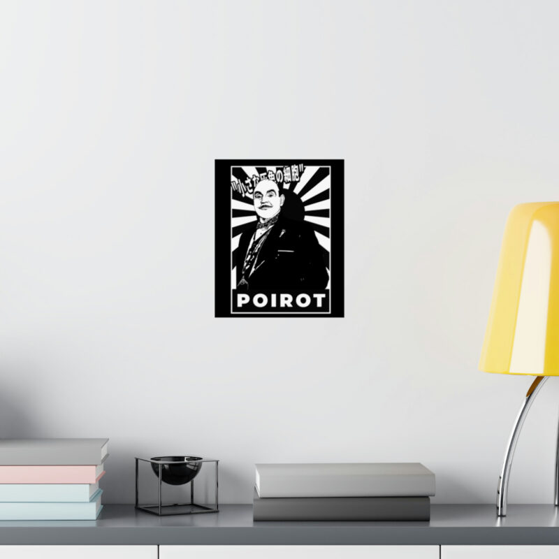 Retro Japanese Style Hercule Poirot Matte Vertical Posters. The Belgian Detective Monochrome Poster Style. - Image 24