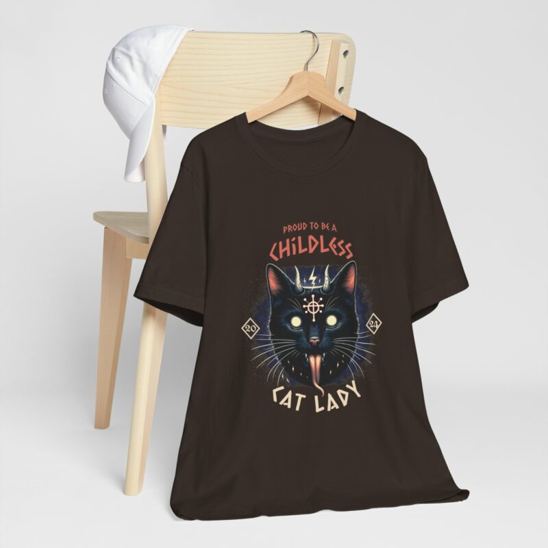 Hardcore Cat : Proud To Be A Childless Cat Lady Unisex Bella and Canvas T-Shirt. Harris 2024 Tee - Image 8