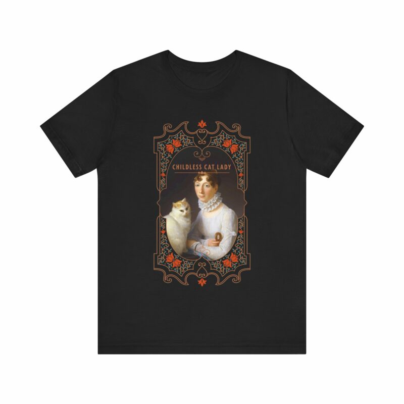 Childless Cat Lady inspired by Marguerite Gérard A Lady with her Cat Painting Unisex Jersey T-shirt - Image 30