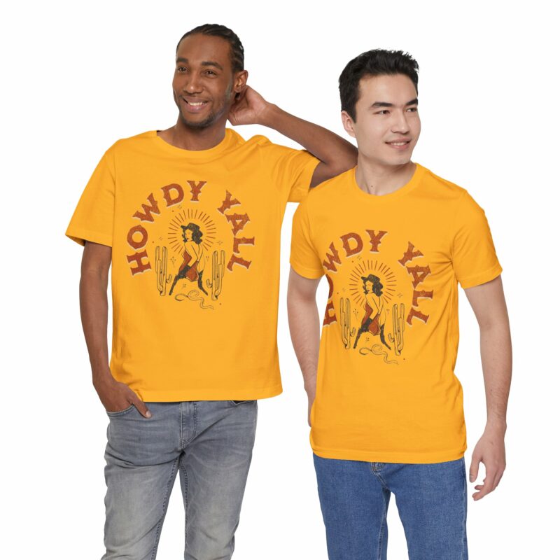 Howdy Yall Bohemian Cowgirl Design Unisex Jersey T-Shirt. Cowgirl Western Boho Bella and Canvas T-shirt Gift Idea. - Image 144