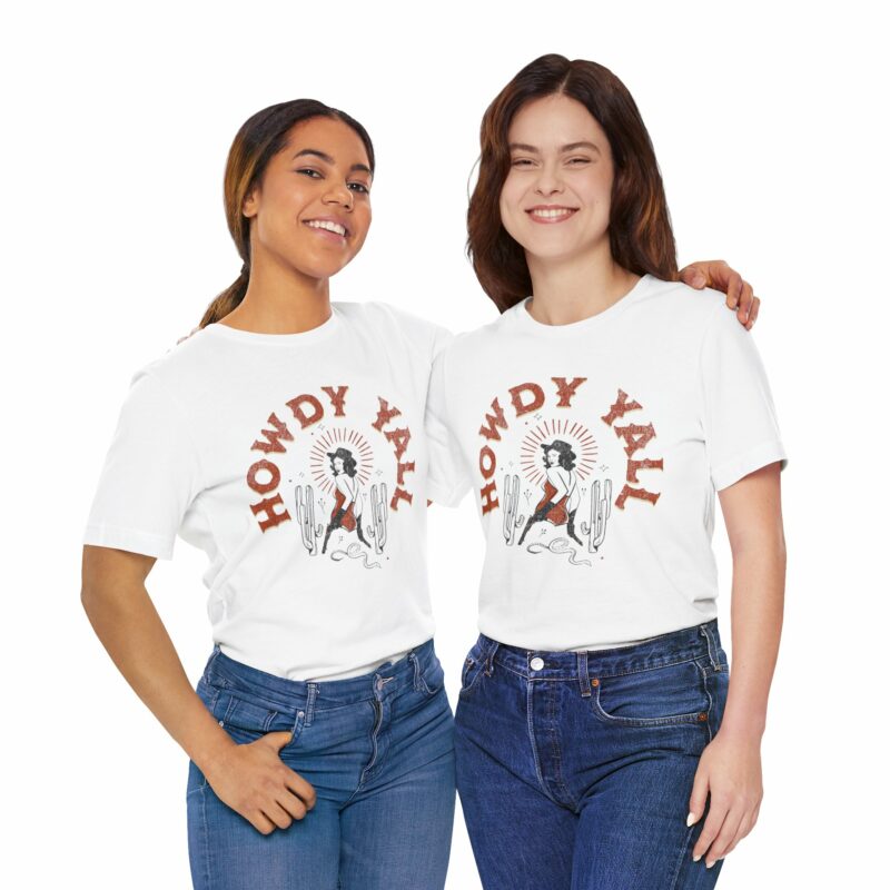 Howdy Yall Bohemian Cowgirl Design Unisex Jersey T-Shirt. Cowgirl Western Boho Bella and Canvas T-shirt Gift Idea. - Image 27