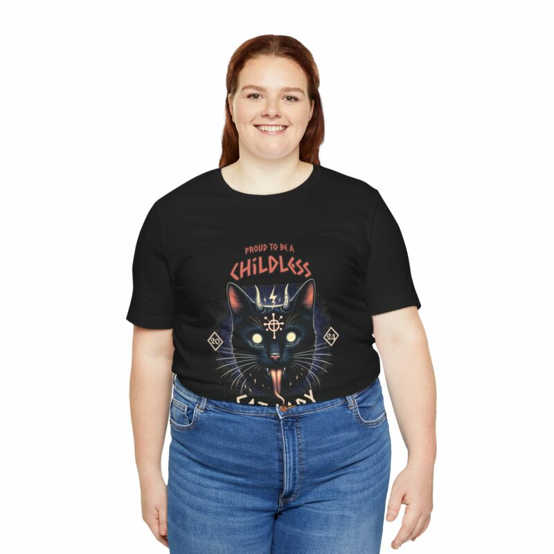 Hardcore Cat : Proud To Be A Childless Cat Lady Unisex Bella and Canvas T-Shirt. Harris 2024 Tee - Image 44