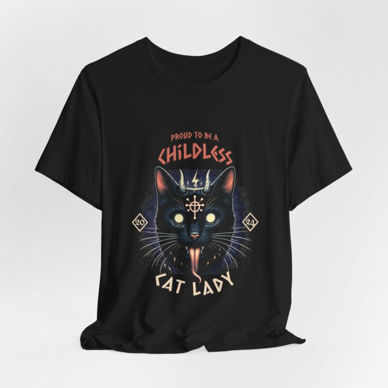 Hardcore Cat : Proud To Be A Childless Cat Lady Unisex Bella and Canvas T-Shirt. Harris 2024 Tee - Image 35