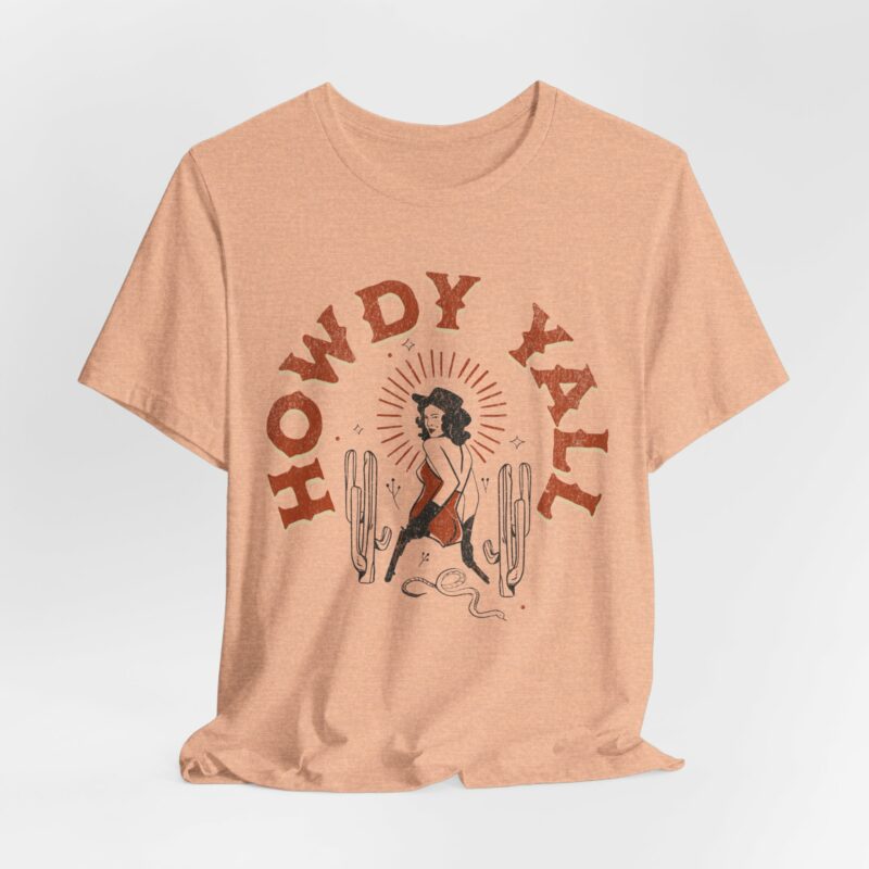 Howdy Yall Bohemian Cowgirl Design Unisex Jersey T-Shirt. Cowgirl Western Boho Bella and Canvas T-shirt Gift Idea. - Image 93