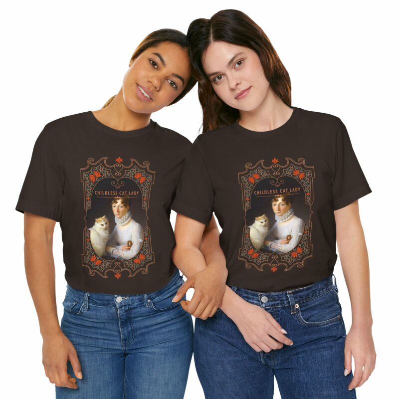 Childless Cat Lady inspired by Marguerite Gérard A Lady with her Cat Painting Unisex Jersey T-shirt - Image 26