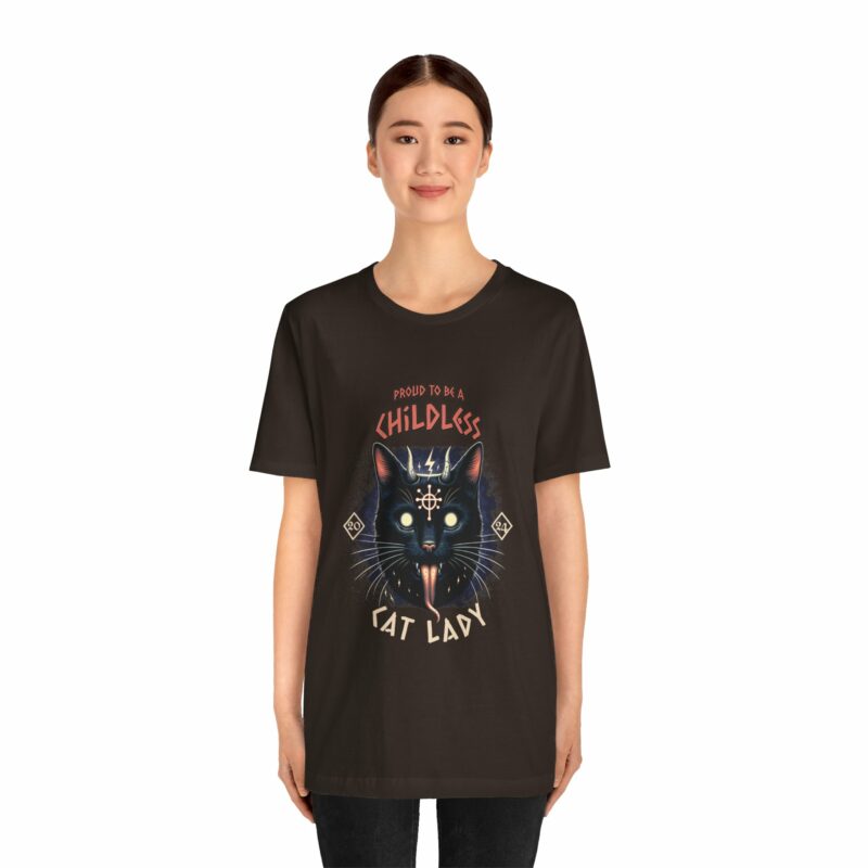 Hardcore Cat : Proud To Be A Childless Cat Lady Unisex Bella and Canvas T-Shirt. Harris 2024 Tee - Image 11