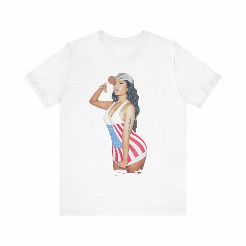 Nicki Minaj American Salute Unisex Jersey Bella and Canvas White T-Shirt - Image 2