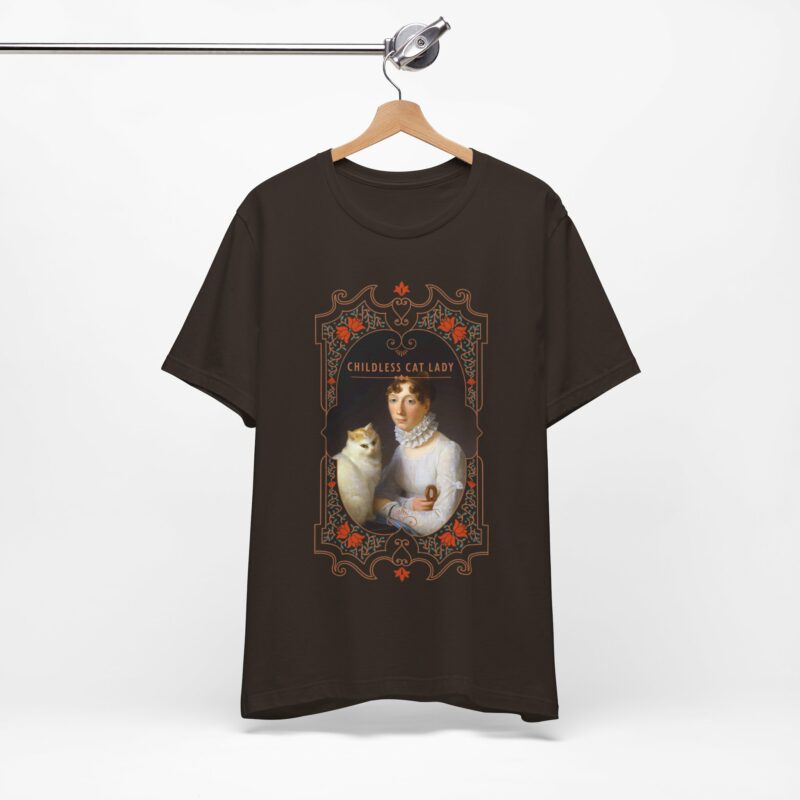 Childless Cat Lady inspired by Marguerite Gérard A Lady with her Cat Painting Unisex Jersey T-shirt - Image 7