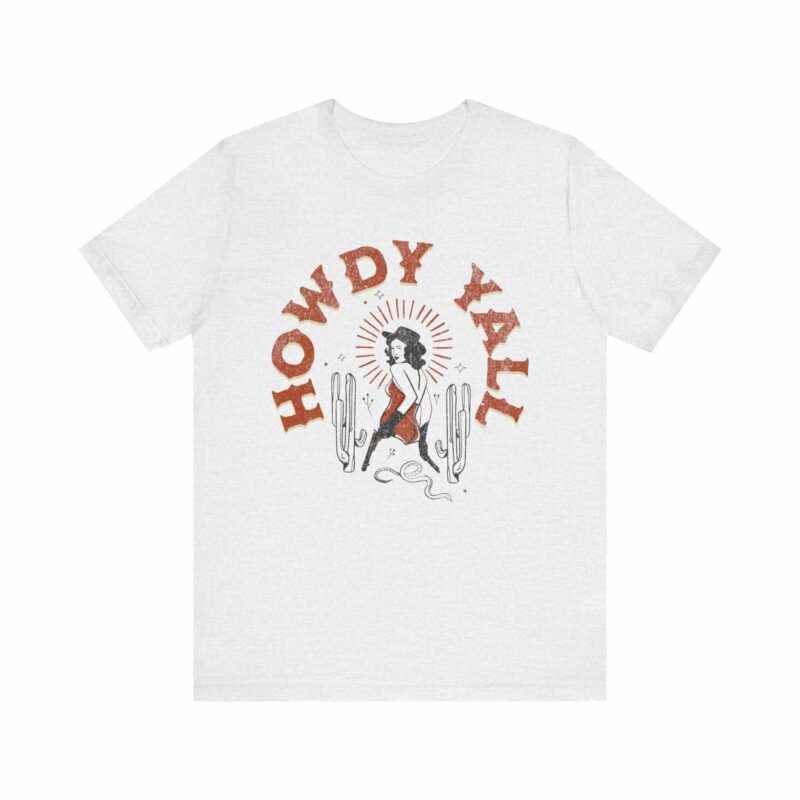 Howdy Yall Bohemian Cowgirl Design Unisex Jersey T-Shirt. Cowgirl Western Boho Bella and Canvas T-shirt Gift Idea. - Image 30
