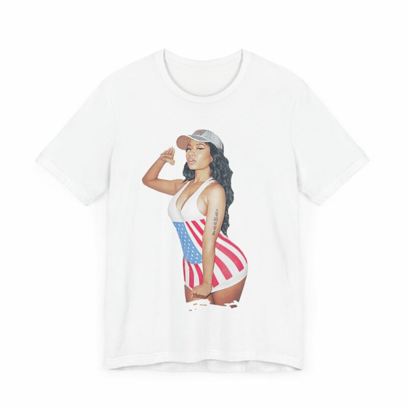 Nicki Minaj American Salute Unisex Jersey Bella and Canvas White T-Shirt - Image 3