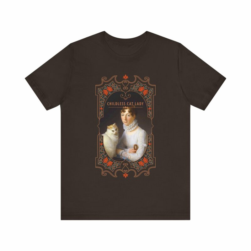 Childless Cat Lady inspired by Marguerite Gérard A Lady with her Cat Painting Unisex Jersey T-shirt